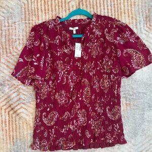 Maurices Burgundy Paisley Top